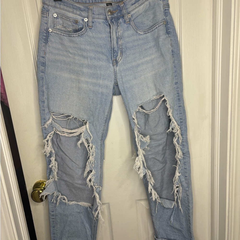 American Eagle Outfitters Blue Boyfriend Jeans Distressed